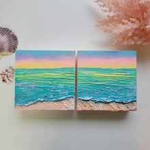 Load image into Gallery viewer, Pastel Coastal Bliss | Diptych of 5" x 5" " | Ocean artwork for sale