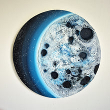Load image into Gallery viewer, Azure Orbit | 16" round | Moon texture art