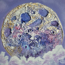 Load image into Gallery viewer, Mists Of the Purple Moon | 16" round | Moon texture art