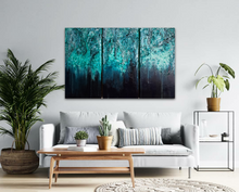 Load image into Gallery viewer, "Ataraxia" | Triptych | 14"x28" | Blue interior Wall artwork for sale