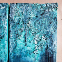 Load image into Gallery viewer, "Ataraxia" | Triptych | 14"x28" | Blue interior Wall artwork for sale