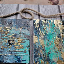 Load image into Gallery viewer, Wishing stone 1 & 2 | 8 x 8 | Abstract Gold leaf Toronto gallery artwork for sale