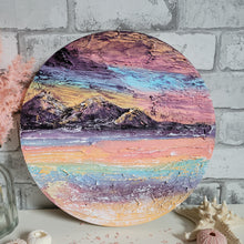 Load image into Gallery viewer, Out of the Darkness | 12" round | Abstact mountains artwork for sale