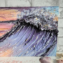 Load image into Gallery viewer, Candy Waters | 12" x 24" | 3D texture ocean abstract sunset art for sale