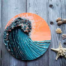 Load image into Gallery viewer, Orange Fanta | 12" round | Abstract Ocean Wave art for sale