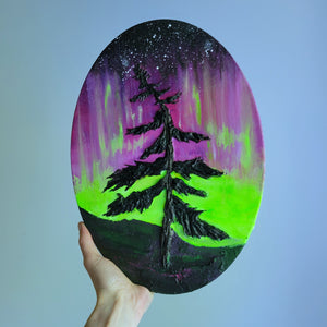Northern Light Dreams 10" x 14"  Oval canvas | Ontario Artist