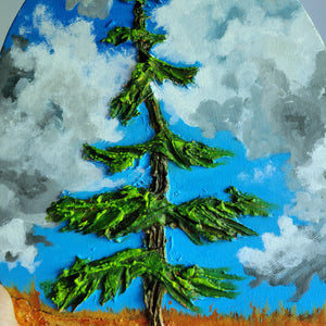 Cloud kissed branches | 10" x 14" Oval canvas | Tree artwork