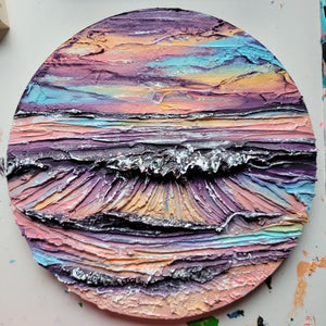 Radiant Sunset | 12" Tondo | Ocean Wave Artist