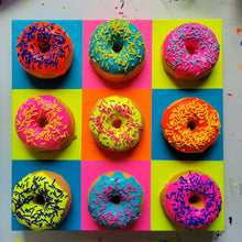 Load image into Gallery viewer, Donut Warhol | 12&quot; x 12&quot; | Faux donut artwork
