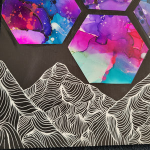 Galaxy mountain | 16" x 20" | Alcohol ink art