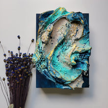 Load image into Gallery viewer, Golden Horizon In Azure | 5&quot; x 7 | Texture artwork
