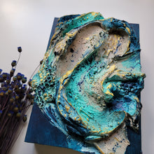 Load image into Gallery viewer, Golden Horizon In Azure | 5&quot; x 7 | Texture artwork
