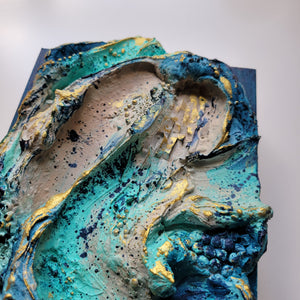 Golden Horizon In Azure | 5" x 7 | Texture artwork