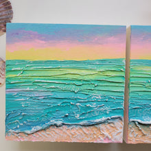 Load image into Gallery viewer, Pastel Coastal Bliss | Diptych of 5&quot; x 5&quot; &quot; | Ocean artwork for sale
