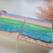 Load image into Gallery viewer, Pastel Coastal Bliss | Diptych of 5&quot; x 5&quot; &quot; | Ocean artwork for sale
