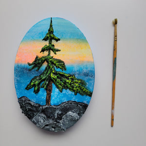 Lone Aboreal Perch | 5" x 7 " Oval|  artwork for sale
