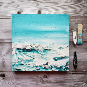 Rough Waters | 12x12| Ocean Abstract art for sale