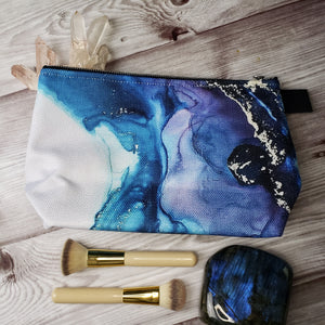 Alcohol ink printed on 100% cotton Makeup Bag 10"