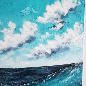 Waves & Whispers | 48x48 | Large Ocean landscape art for sale