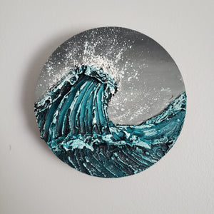 Stormy Sea | 6" Round | Ocean Landscape texture abstract art