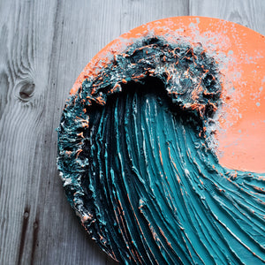 Orange Fanta | 12" round | Abstract Ocean Wave art for sale