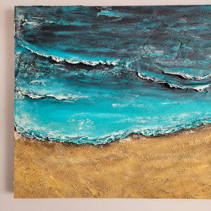 The Beach is Calling | 24" x 48" | Texture 3D beach florida artwork for sale