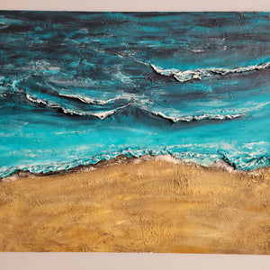 The Beach is Calling | 24" x 48" | Texture 3D beach florida artwork for sale