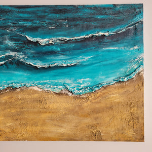 The Beach is Calling | 24" x 48" | Texture 3D beach florida artwork for sale