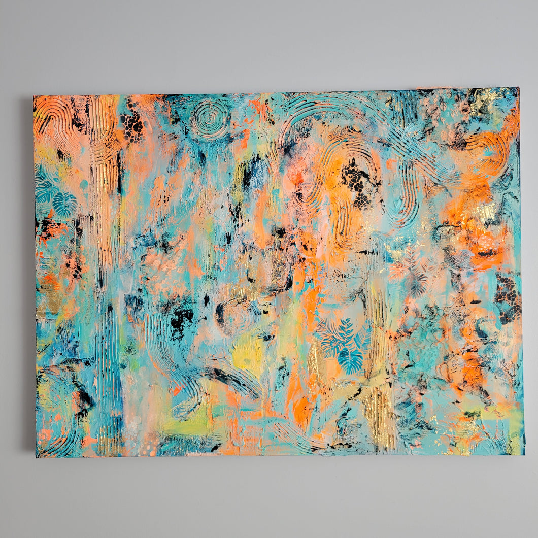 Working on my mind | 30 x 40 | Tropical abstract fine art ontario for sale