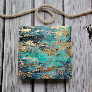 Wishing stone # 1 | 8 x 8 | abstract toronto art gallery | Gold Leaf