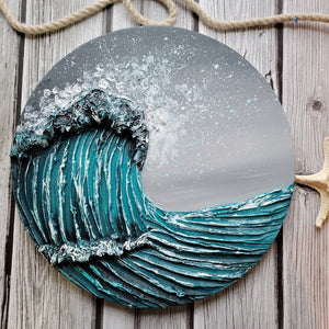Phoenix Wave | 16" Round | Ocean Wave Texture abstract paintings