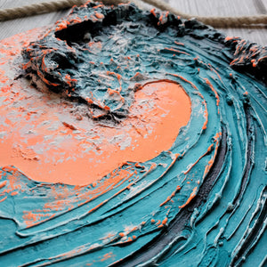 Aurora Of Orange | 12" Round | Ocean wave texture abstract artwork for sale