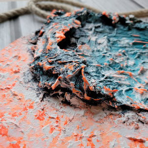 Aurora Of Orange | 12" Round | Ocean wave texture abstract artwork for sale