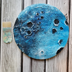 Once in a blue moon | 12" round | Moon artwork texture art for sale toronto