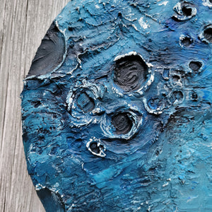 Once in a blue moon | 12" round | Moon artwork texture art for sale toronto