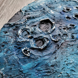 Once in a blue moon | 12" round | Moon artwork texture art for sale toronto