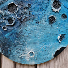 Load image into Gallery viewer, Once in a blue moon | 12&quot; round | Moon artwork texture art for sale toronto
