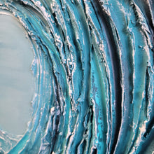 Load image into Gallery viewer, Big Blue | 24&quot; Round wood | Ocean abstract 3D texture  art for sale
