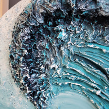 Load image into Gallery viewer, Big Blue | 24&quot; Round wood | Ocean abstract 3D texture  art for sale
