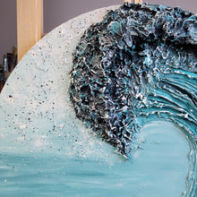 Load image into Gallery viewer, Big Blue | 24&quot; Round wood | Ocean abstract 3D texture  art for sale
