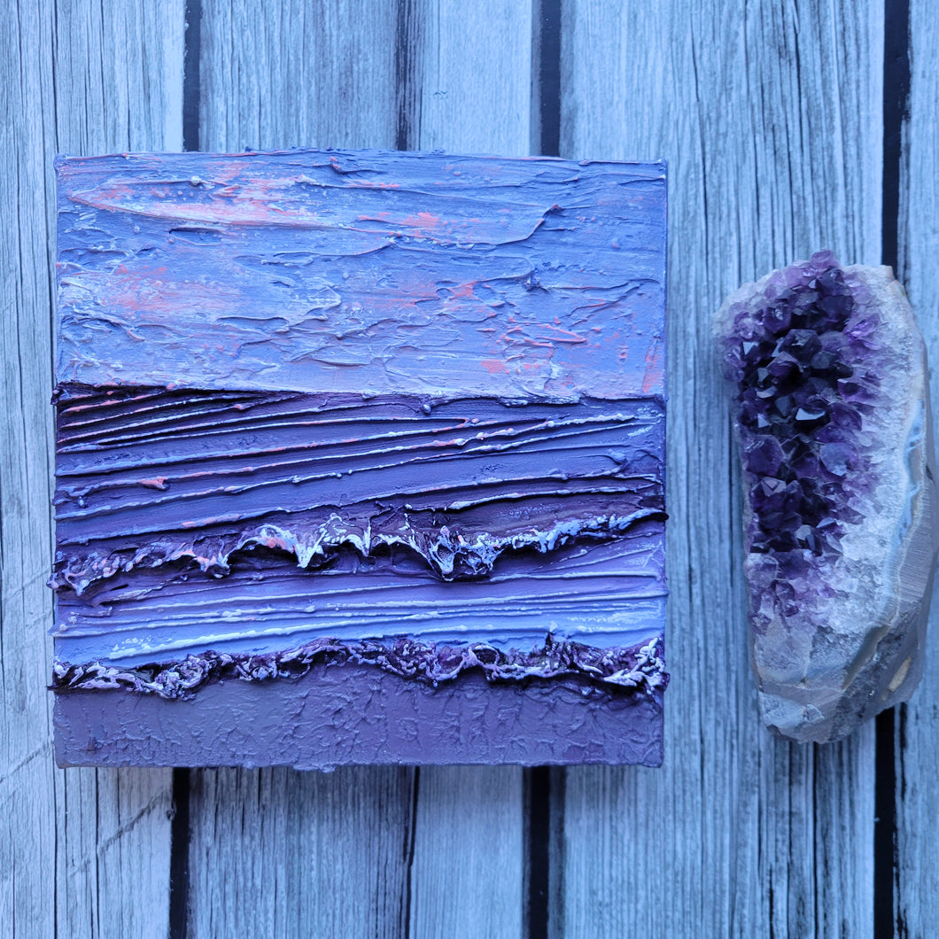 Purple serene | 8 x 8 | Ocean texture abstract purple art for sale