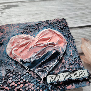 Trust your heart | 6 x 6 | Texture abstract art for sale