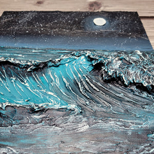 Midnight Magic | 8 x 8 | Ocean abstract texture art for sale