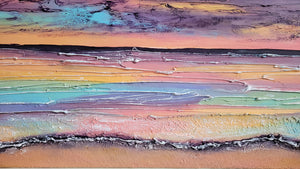Rainbow Serenade | 12" x 36" | Ocean sunset abstract art gallery