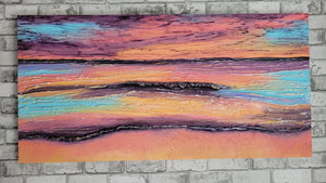 Light at Dawn | 24" x 48 " | Coastal Ocean texture abstract art for sale