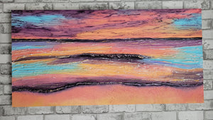 Light at Dawn | 24" x 48 " | Coastal Ocean texture abstract art for sale