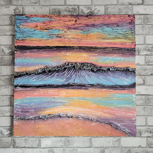 Reflection | 30 " x 30 " | Acrylic abstract 3D ocean wave art for sale