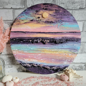 Sherbert Sunset | 16" round | Ocean abstract wave toronto art for sale