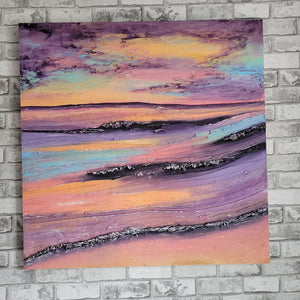 Last Summer Sunset | 36 x 36 | Ocean abstract California art work for sale