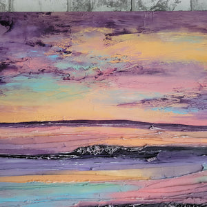 Last Summer Sunset | 36 x 36 | Ocean abstract California art work for sale